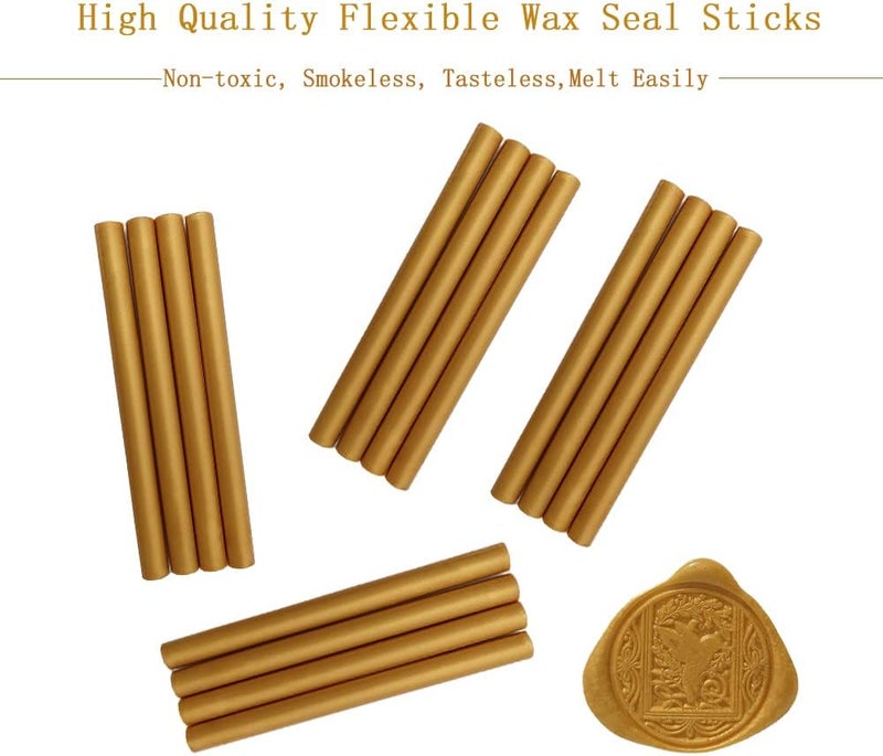 ANBOSE 16 Count Gold Wax Seal Sticks for 0.44 Inch Glue Gun, Non-Toxic, Flexible, Durable, Suitable for Wedding Invitations, Cards, Envelopes - Image 3